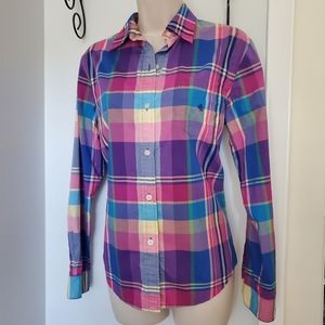 Lauren by Ralph Lauren Purple & Pink Plaid  Shirt - EUC